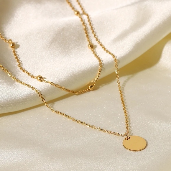 18K Gold Plated Minimalist Double Layer Necklace - Picture 5 of 10